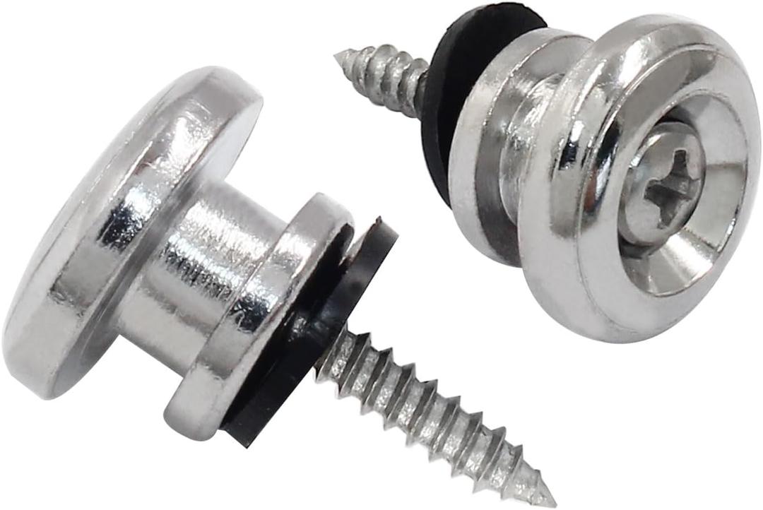 Piutouyar 2 Pack Metal Guitar Strap Locks, Silver Mushroom Style Strap Buttons Electric Guitar Strap Locks for Guitar Bass Ukulele