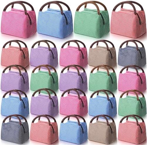 Chunful 23 Pcs Insulated Lunch Bag Bulk Reusable Thermal Lunch Box Waterproof Leakproof Tote Bag with Soft Liner for Women Men Office Work School Picnic Beach Fishing