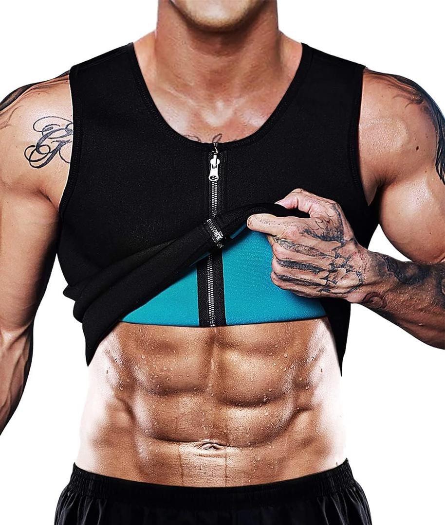 NonEcho Men Sauna Vest Hot Sweat Waist Trainer Corset Neoprene Tank Top Shapewear Slimming Shirt Workout Suit, XL