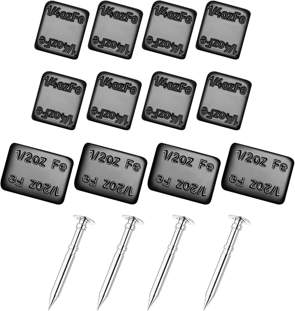 Kypikosp Pinewood Weights Kit - 4pcs Derby Axles & 4OZ 12pcs 2 Sizes Derby Weights for Pinewood Car Axle Kit Derby Car Weights Pine Derby Wheels Axles Less Friction, Improve Speed