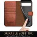 DuckSky for Google Pixel 8A Genuine Leather Wallet case RFID Blocking4 Credit Card HolderReal Leather Flip Folio Book Phone case Protective Cover Women Men for Pixel 8A case Light Brown