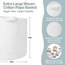 MEGASKET White Cotton Rope Storage Basket, 22" X 22" X 14" Extra Large Blanket Storage Living Room, XL Soft Toy Bin for Organizing, Woven Baby Laundry Basket with Handle, White Wicker Hamper Nursery