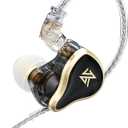 KZ ZAS 7BA+1DD in Ear Monitor Headphones, Wired Earbuds 8 Hybrid Drivers HiFi Deep Bass Sound Isolating Earphone Clear Sound Secure Fit 8 Core Durable Cable Professional IEM (Without Mic, Black)