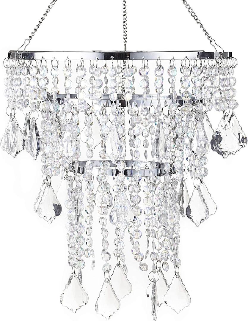 Acrylic Chandeliers Lampshade - Mini Beaded Light Fixture - Crystal Pendant Ceiling Light Shade for Wedding/Bedroom/Hallway/Bathroom (Silver)