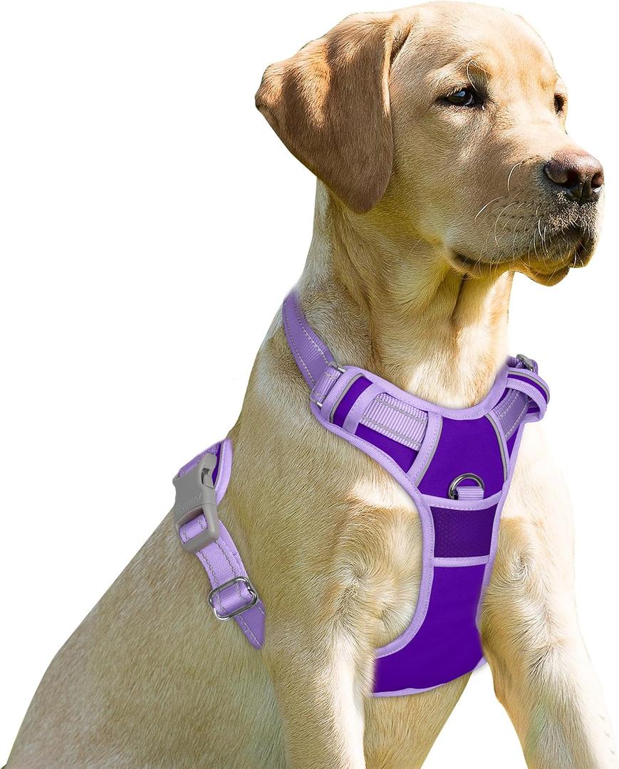 BARKBAY No Pull Dog Harness Front Clip Heavy Duty Reflective Easy Control Handle for Large Dog Walking(Violet Purple & Purple,XS) (X-Small(Chest:15.5-19.5))