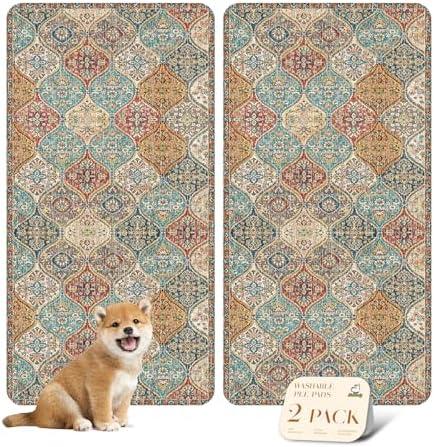 nunubaby Washable Pee Pads for Dogs, Stylish, Non-Slip and Leak-Proof Pee Pads. Reusable Potty Pads for Dogs for Crates and Floors.(Cream/Multi, 24" x48" )