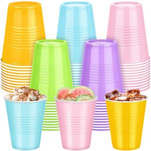 Kochorie 50 Pack Disposable Plastic Cups 12 Ounce Drinking Party Cups Bulk Party Cups for Spring Easter Parties Wedding Birthday Graduation Picnics Events, Pastel Rainbow