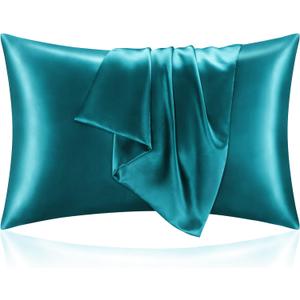 BEDELITE Satin Pillowcase for Hair and Skin, Super Soft and Cooling Similar to Silk Pillow Cases 2 Pack with Envelope Closure, Gift for Women Men(20"x40" King Size, Teal)
