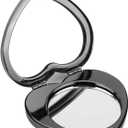 Mini Vintage Heart Elegant Metall Makeup Mirror, Portable 1X/2X Magnifier (Black)