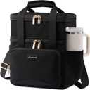 LOVEVOOK Insulated Lunch Bag For Women Men,Expandable Double Deck Lunch Box With Large Cup Holder,Leakproof Cooler Bag For Adult Lunch Tote Bag Work Picnic Beach with Adjustable Shoulder Strap Gift