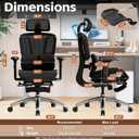Vonesse Ergonomic Office Chair with Footrest, Desk Chairs with Adjustable 3D Headrest and Armrests, Computer Gaming Chair with Dynamic Lumbar Support & Adjustable Depth Breathable Mesh Seat (Black)