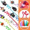 24 PCS Reusable Straws for Halloween Theme Party Birthday Decorations with 2 PCS Cleaning Brushes (Halloween Pumpkin)