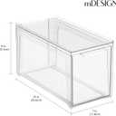 mDesign Plastic Stackable Bathroom Storage Organizer Bin Containers with Front Pull Drawer for Bathroom Countertop, Vanity, Closet Shelves - Holder for Accessories - Lumiere Collection, 2 Pack, Clear