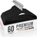 HOUSE DAY Black Velvet Hangers 60 Pack, Non Slip Clothes Felt Hanger Heavy Duty for Coat, Premium Slim Space Saving Suit Hangers for Closet Organizer, 360 Rotating Silver Hook