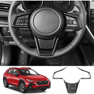 Carbon Fiber Style Car Steering Wheel Trim Cover Panel Accessories for Subaru Crosstrek 2018-2025Forester 2019-2024Impreza 2017-2025Ascent 2019-2025Legacy 2018-2025Outback 2018-2025