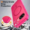 for Google Pixel 9A Case Magnetic Shockproof, [Fit for MagSafe] [Glass Screen Protector] Translucent Anti-Fingerprint Case for Google Pixel 9A (Hot Pink)