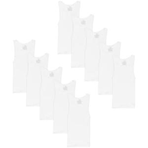 Hanes Boys’ Tank Cotton Undershirt, EcoSmart, 10 Pack, White XL
