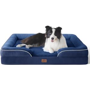 Bedsure Orthopedic Dog Beds Large Sized Dog - Washable Large Dog Cat Bed Waterproof, Comfort Dogs Couch Sofa with Washable Removable Cover, Pet Bed with Nonskid Bottom, Blue Navy, 35"
