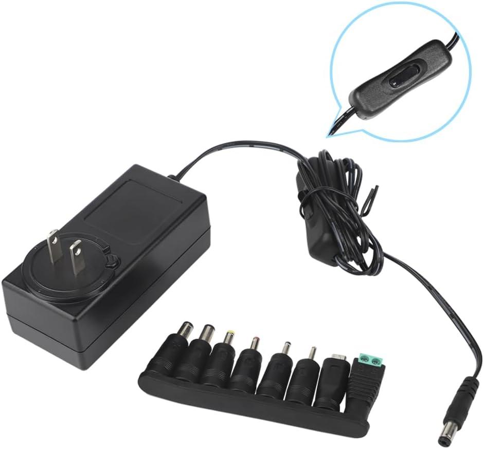 UL 1310 12V 3A Power Supply Adapter 36W, 12 Volt 3 Amp Switching Transformer AC/DC Power Converter for LED Strip Light BT Speaker GPS Webcam Microphone Receiver with 8 Tips