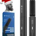 VIKICON Beard Straightener for Men: Cordless Heated Beard Brush for Men, Electric Hot Comb, Anti-Scald Mini Straightening Brush for Beard Grooming, Portable for Travel and Home Use, Gifts for Him Dad