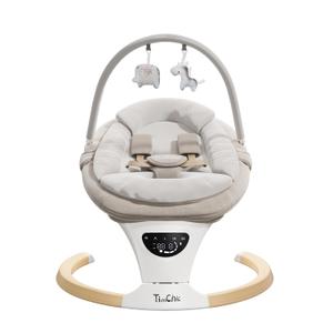 Baby Swings for Infants, Portable Infant Swing with 5-Speeds, 3-Adjustable Height, 3 Timer & 12 Preset Melodies, Mutil-Function Electric Swing for Baby, Indoor & Outdoor Use (Beige)