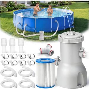 800 Gallon Pool Pump and Filter Above Ground, Swimming Pool Filter Cartridge Pump, Electric Pool Water Pump Filter for Pools Sand Cleaning Tool, 800 GPH Pool Filter Pumps for Above Ground