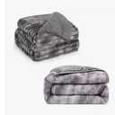 Sherpa Fleece Weighted Blanket Queen Size 60"x80" 15lbs(Grey) + Adult Weighted Blanket Queen Size 60"x80" 20lbs(Grey)