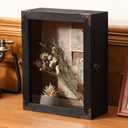 Shadow Box Depth 4.7in Shadow Boxes Display Cases with Cork Board Backing Rustic Burnt Wood Box for Flowers Bouquet Wedding Picture Photo and Keepsake(Black,11x14 Inch)