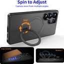 for Samsung Galaxy S23 Ultra Case with Stand,Compatible with Magsafe Wireless Charging,with 360Rotatable Magnetic Ring Holder Kickstand,Slim Protective Phone Cover,Matte Translucent,Black