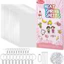 Warckon 149 Pieces Shrink Plastic Sheet Kit Include 24 PCS Shrinky Art Paper with 125 PCS Keychains Accessories for Kids Creative Craft