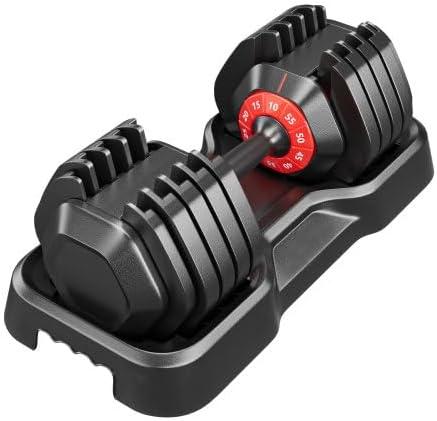 Adjustable 10-in-1 Black Dumbbell Set for Full Body Workout & Fitness, Fast Adjust by Turning Handle - Perfect Home Gym Equipment