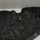 Women Lace Cape Flowy Top Ruffle Trim See Through Sheer Poncho Top Cover Up Sexy Blouses Batwing Tops (Black, M)