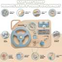 KEU Car Toddler Busy Board – Montessori Busy Boards for Boys & Girls – 10-in-1 Wooden Sensory Board with Steering Wheel, Locks, Keys, and Gears – Travel Baby Busy Boards for Learning & Fun