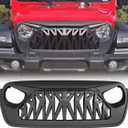 Front Shark Grille Compatible with 2018-2025 Jeep Wrangler JL JLU Gladiator JT w/o TrailCam, Matte Black