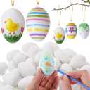 AmazingSpark 60 Pcs Easter Hanging White Eggs for Decorating, Fake Plastic Easter Eggs for DIY Crafts Dyeable Painting Easters Gift Basket Fillers Party Favor