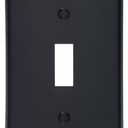 Leviton 1-Gang Toggle Device Switch Wallplate, Standard Size, Thermoplastic Nylon, Device Mount, 80701-E, Black