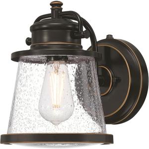 Westinghouse 6121500 Emma Jane Vintage-Style One Light Outdoor Wall Fixture with Dusk to Dawn Sensor, Amber Bronze Finish, Clear Seeded Glass