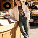 Womens Faux Suede Bomber Jacket Casual Lapel Pilot Cropped Coat Oversized Motorcycle Jackets 2025 Outerwear (L)