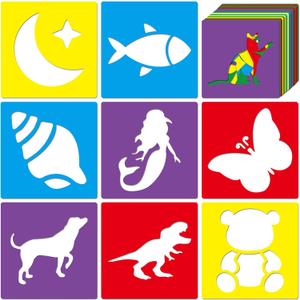 24 Piece Stencils for Kids Stencils for Painting Sidewalk Chalk Stencil Outdoor Garden Themed Stencil Kids Style Collection-5in