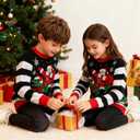 TUONROAD 7-14 Years Boys & Girls Ugly Christmas Sweater 3D Printed Holiday Satan Clause Pullover for Kids Sweatshirts (9-10 Years, A1-red Green White)