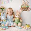 2 x Easter Front Door Hanging Decor Wreath with Bunny & Spring Flowers, Seasonal Easter Wall Sign Decorations for Porch, Entryway, Indoor & Outdoor Spring Home Decor