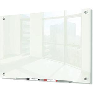 J&J worldwide Glass Whiteboard 47"x35", Magnetic White Board Glass Dry Erase Board Large Frameless Glass White Board for Office, Home & School with Marker Tray & Markers