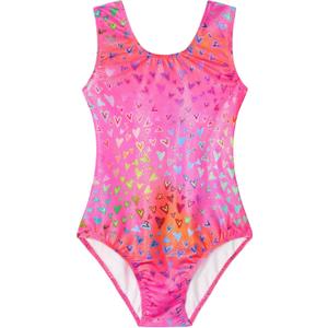 Domusgo Gymnastics Leotards for Girls Sparkly One Piece Tumbling Outfits (10-12 Years, Pink)