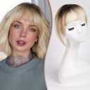 HAIRCUBE Bangs Clip in 100% Human Hair Bangs Hair Extensions - Full Fringe with Temples (Ombre T2-#6/#613)