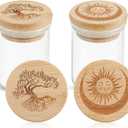 2 Packs Glass Storage Jar with Decorative Airtight Bamboo Lid Multi Use Container Glass Jar Set Kitchen Canisters Food Cereal Storage for Candy Cookie Coffee Tea, 1/8 oz