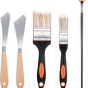 5 Pieces Painting Knife Set Background Blender Brush and Fan Blender Artist Brush Stainless Steel Palette Knife 2 Inch and 1 Inch for Oil Canvas Acrylic Painting