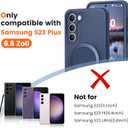 Liquid Silicone Case for Samsung Galaxy S23 Plus with Magnetic Stand, Mil-Grade Drop Shockproof, Full Camera Protection Anti-Scratch Microfiber Lining Silicone Phone case, Dark Blue