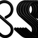 6-Pack Secure & Quiet Plastic S Hooks, Flexible Neck for Easy Twist & Lock, Completely Rust-Free, Holds up to 10 lbs, Black, Large (3.5 inch)