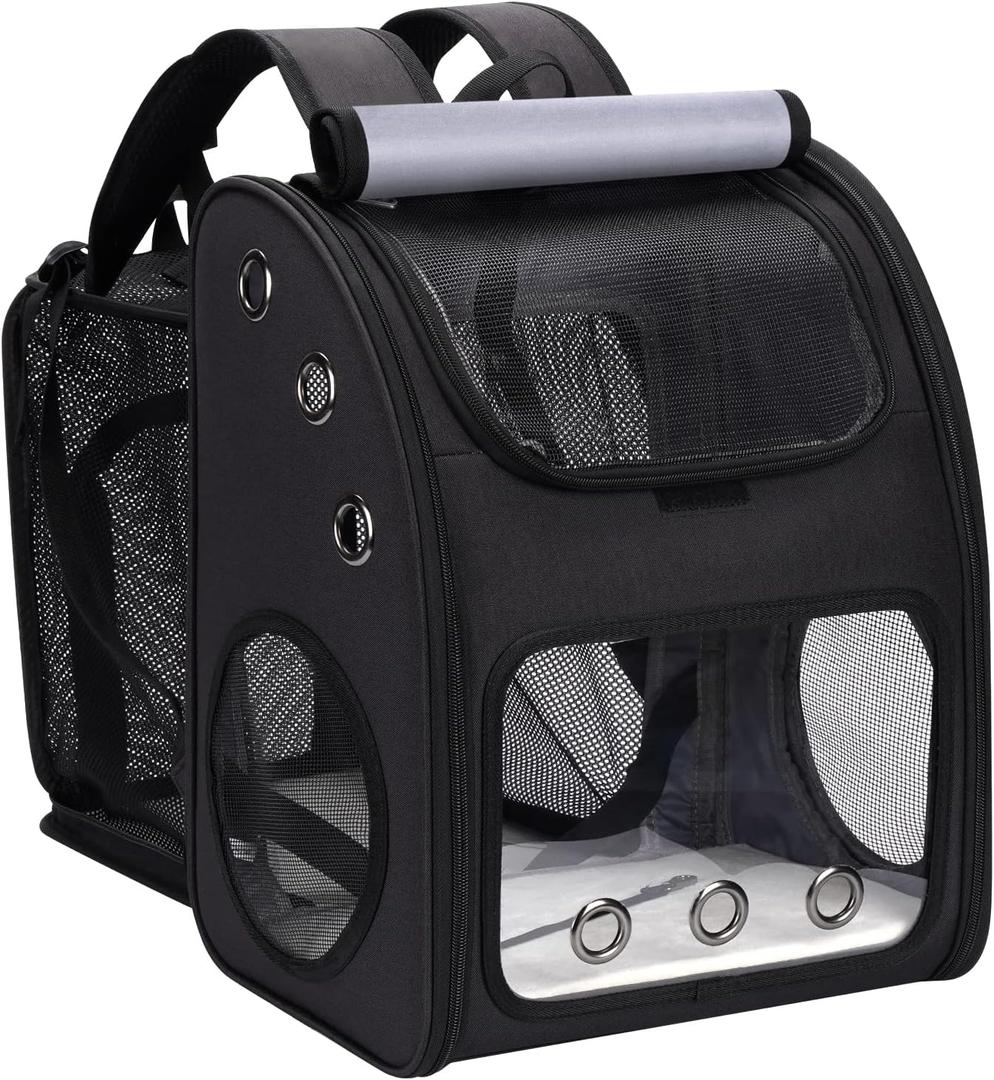 Cat Carrier Backpack, Expandable Pet Carrier Backpack for Cats, Dogs and Small Animals, Portable Pet Travel Backpack, Airline Approved, Ideal for Traveling/Hiking/Camping, Black, XL