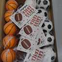 Valentines Day Gifts for Kids - 24 Pack Stress Balls with Valentines Day Cards for Kids School - Football Soccer Baseball and Basketball for Boys Girls Toddler Classroom Exchange Party Favors